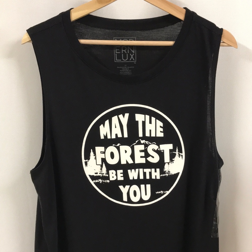 Black tank top statement Tee 1X sleeveless tank